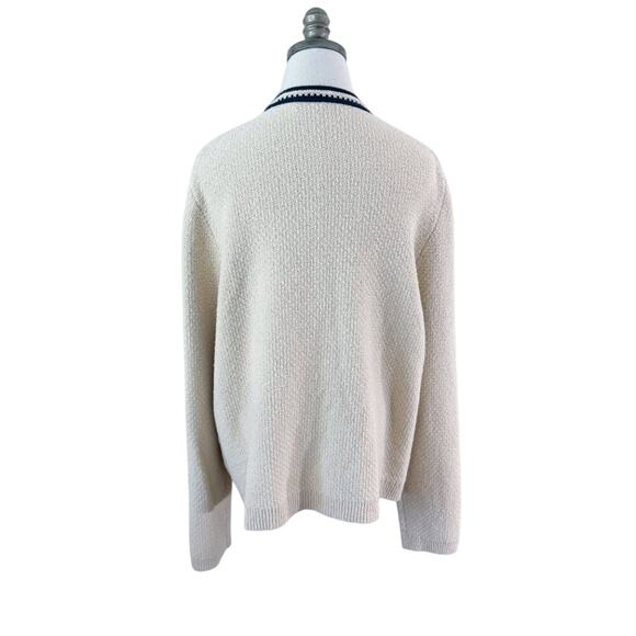 J. Crew Cream/Navy Contrast-Trim Cardigan Women's Size XXL Button Up Relaxed Fit - Picture 7 of 11